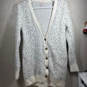Victoria's Secret White Gray Alpaca Wool Blend Animal Print Cardigan Womens Sz M